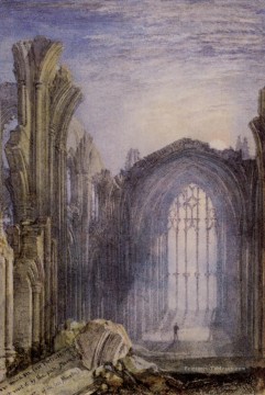 romantique romantisme Tableau Peinture - Melrose Abbey romantique Turner